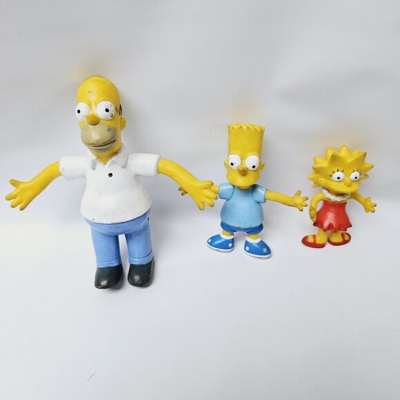 THE SIMPSONS HOMER 6" BART 4 1/2" LISA 4" BENDIE BENDABLE POSEABLE FIGURES - Picture 1 of 11